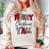 vintage christmas sweatshirt for women with leopard print design and merry christmas yall graphic cute holiday pullover top 2xpcf