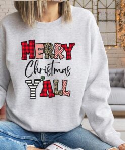 vintage christmas sweatshirt for women with leopard print design and merry christmas yall graphic cute holiday pullover top cm5qw