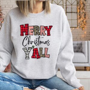 vintage christmas sweatshirt for women with leopard print design and merry christmas yall graphic cute holiday pullover top cm5qw