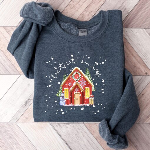 vintage christmas sweatshirt for women with let it snow design and merry and bright theme ideal christmas crewneck sweater wzkiv scaled