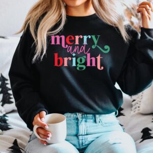 vintage christmas sweatshirt for women with merry and bright design ideal for family gatherings and holiday celebrations uczzw scaled