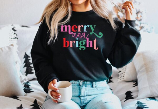 vintage christmas sweatshirt for women with merry and bright design ideal for family gatherings and holiday celebrations uczzw scaled