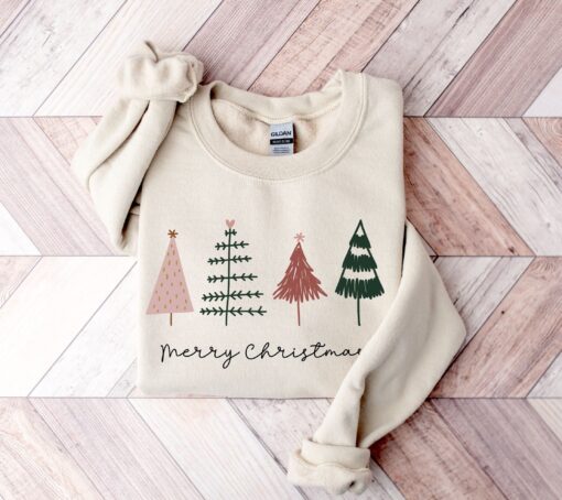 vintage christmas sweatshirt for women with merry christmas tree design and cute holiday theme 1v6oa