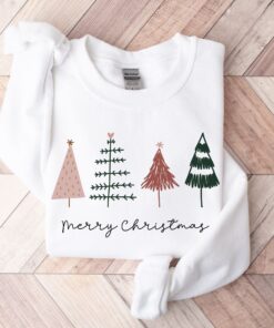 vintage christmas sweatshirt for women with merry christmas tree design and cute holiday theme pubtv