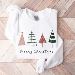 vintage christmas sweatshirt for women with merry christmas tree design and cute holiday theme pubtv