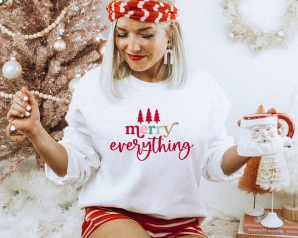 vintage christmas sweatshirt for women with merry everything design and comfortable crewneck style for holiday parties o0guo