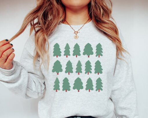 vintage christmas sweatshirt for women with pine tree design comfortable winter crewneck for holiday style omi1k