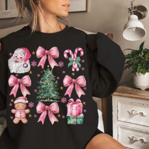 vintage christmas sweatshirt for women with pink bows and aesthetic design trendy retro santa shirt for holiday style jyedi scaled