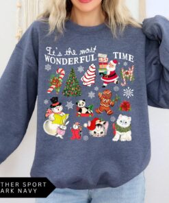 vintage christmas sweatshirt for women with retro design and trendy holiday theme ideal for celebrating the most wonderful time of the year bgvdg