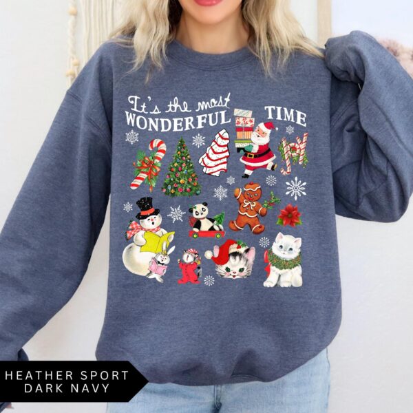 vintage christmas sweatshirt for women with retro design and trendy holiday theme ideal for celebrating the most wonderful time of the year bgvdg