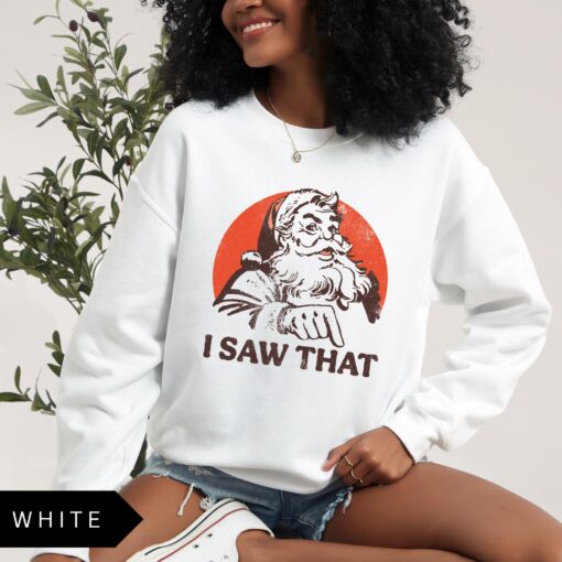 vintage christmas sweatshirt for women with retro santa design and fun i saw that graphic for holiday celebrations n285v