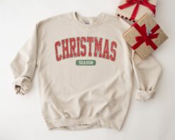 vintage christmas sweatshirt for women with retro varsity style for holiday celebrations and festive gatherings ectco