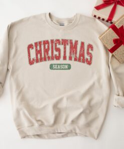 vintage christmas sweatshirt for women with retro varsity style for holiday celebrations and festive gatherings ectco