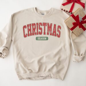 vintage christmas sweatshirt for women with retro varsity style for holiday celebrations and festive gatherings ectco