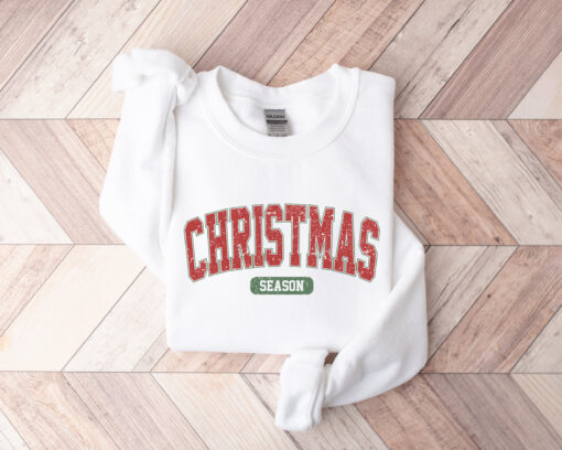 vintage christmas sweatshirt for women with retro varsity style for holiday celebrations and festive gatherings krccy