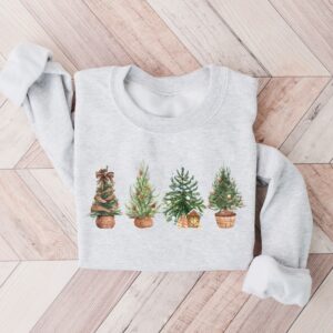 vintage christmas sweatshirt for women with rustic tree design and comfortable crewneck style for winter wear fh038