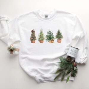 vintage christmas sweatshirt for women with rustic tree design plus size crewneck style esixs