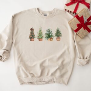 vintage christmas sweatshirt for women with rustic tree design plus size crewneck style ktfap