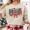 Vintage Christmas Sweatshirt for Women with Santa Hat Design and Coquette Bow Detail