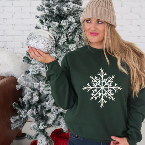 vintage christmas sweatshirt for women with snowflake design and merry bright theme plus size crewneck