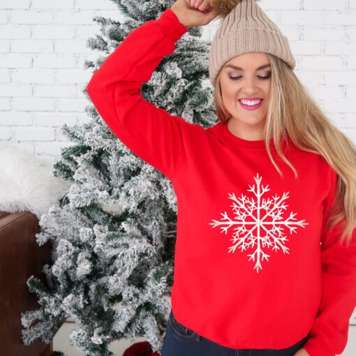 vintage christmas sweatshirt for women with snowflake design and merry bright theme plus size crewneck malng