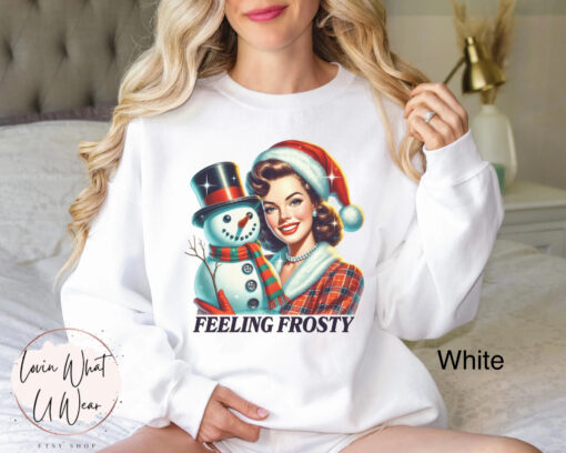 vintage christmas sweatshirt funny frosty snowman design oversized winter apparel for xmas parties and holiday gatherings