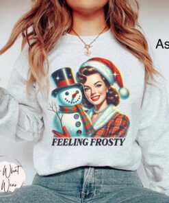 vintage christmas sweatshirt funny frosty snowman design oversized winter apparel for xmas parties and holiday gatherings 7weqx