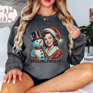 vintage christmas sweatshirt funny frosty snowman design oversized winter apparel for xmas parties and holiday gatherings abijv