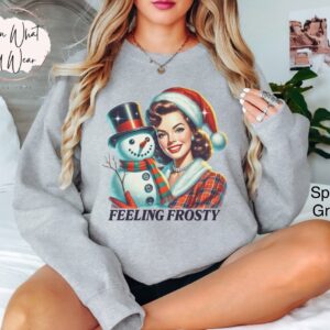 vintage christmas sweatshirt funny frosty snowman design oversized winter apparel for xmas parties and holiday gatherings msir6