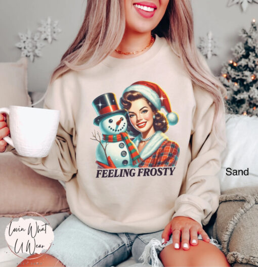 vintage christmas sweatshirt funny frosty snowman design oversized winter apparel for xmas parties and holiday gatherings