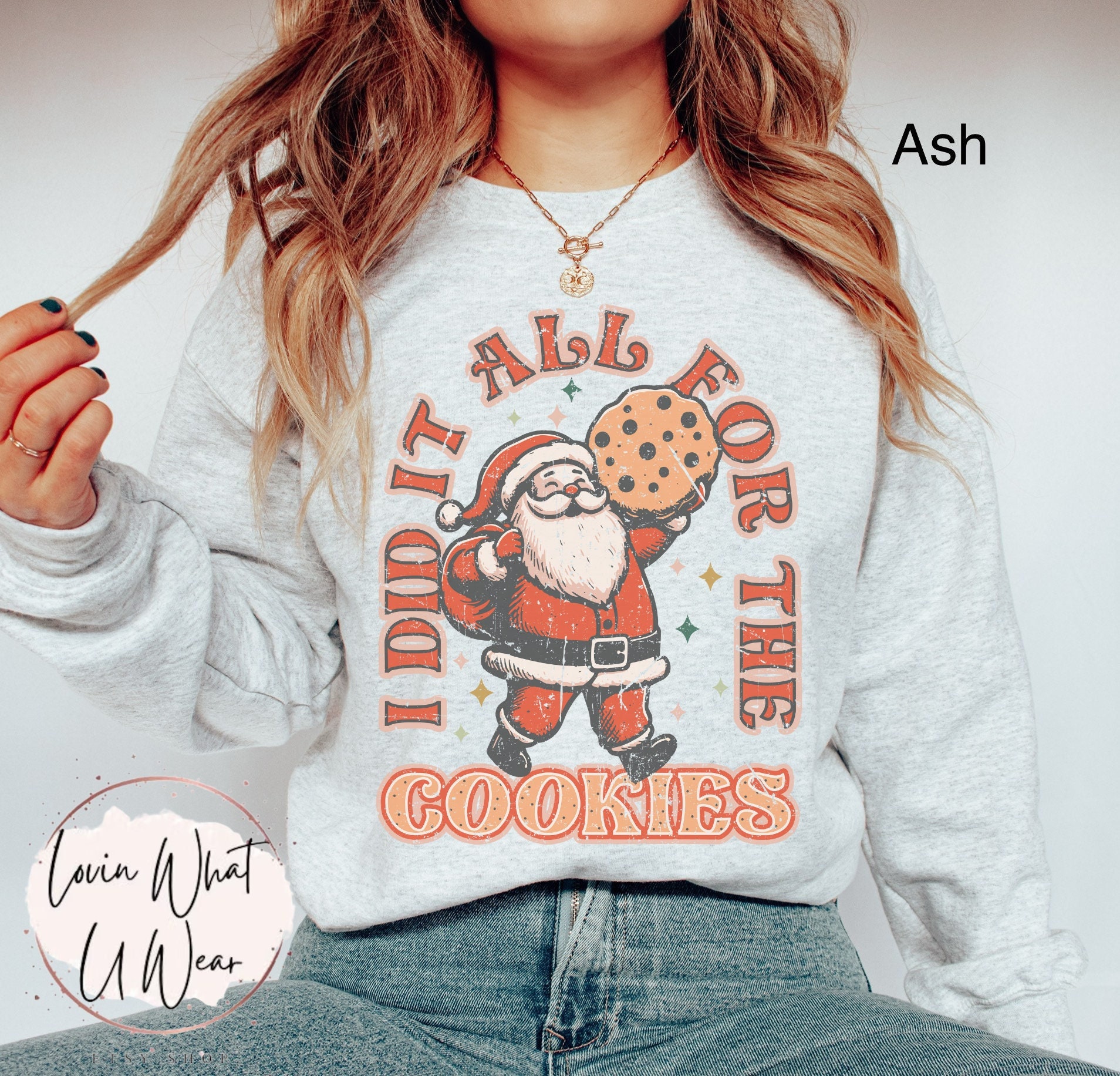 vintage christmas sweatshirt funny santa design i did it all for the cookies oversized holiday sweater for baking and xmas parties tu4hw