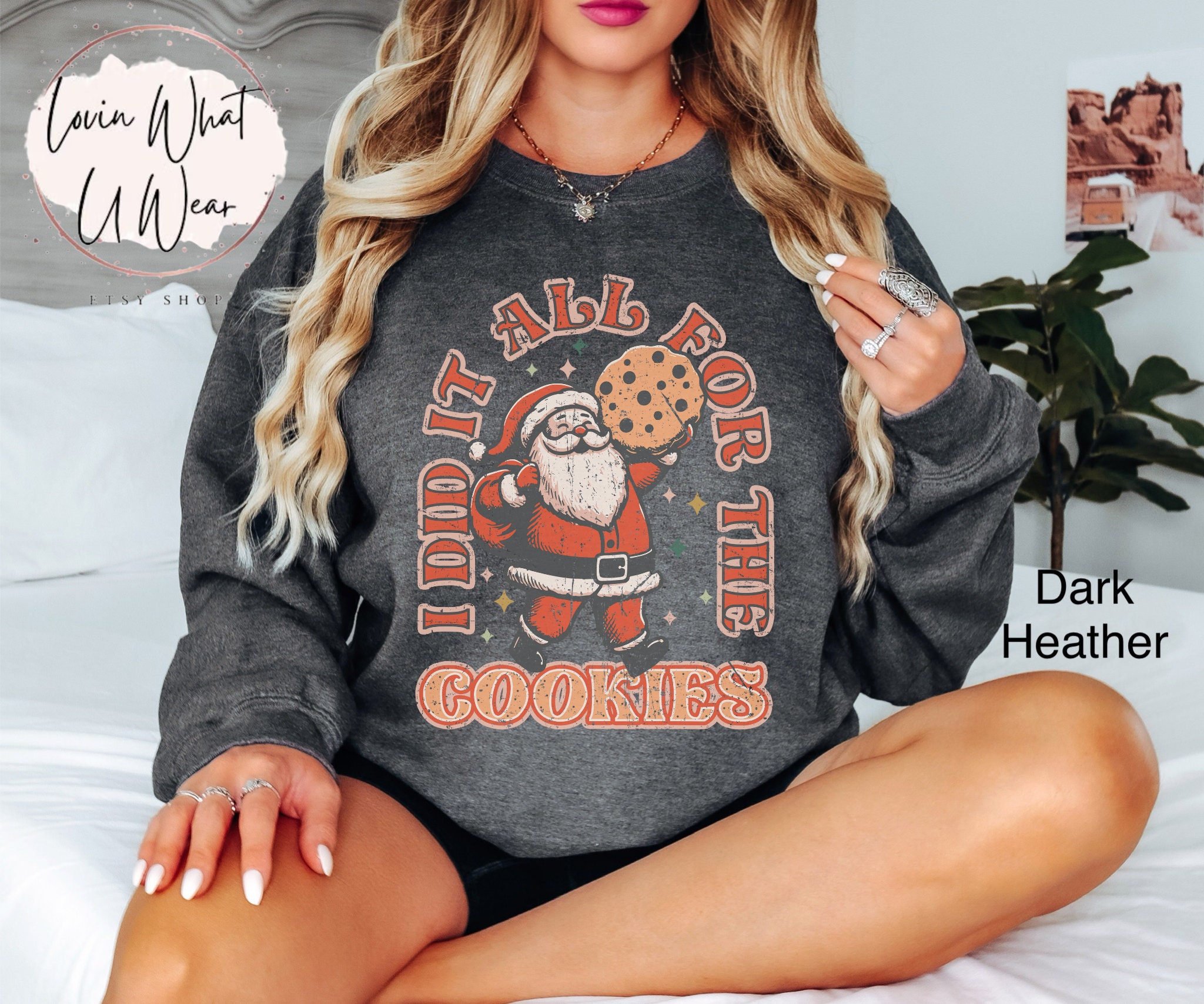 vintage christmas sweatshirt funny santa design i did it all for the cookies oversized holiday sweater for baking and xmas parties