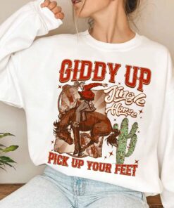 vintage christmas sweatshirt giddy up jingle horse design country style hoodie for cowgirls and cowboys 4cp0a