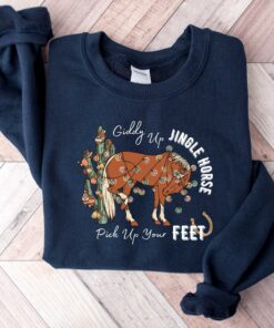 vintage christmas sweatshirt giddy up jingle horse design howdy country style cowgirl shirt for holiday festivities cy73q scaled