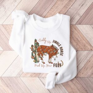 vintage christmas sweatshirt giddy up jingle horse design howdy country style cowgirl shirt for holiday festivities egsur scaled