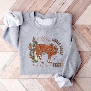 vintage christmas sweatshirt giddy up jingle horse design howdy country style cowgirl shirt for holiday festivities wlhkd scaled