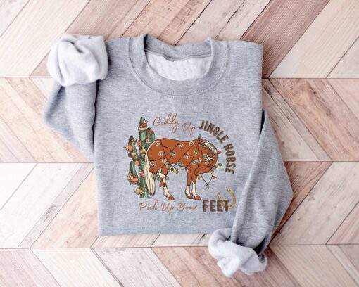 vintage christmas sweatshirt giddy up jingle horse design howdy country style cowgirl shirt for holiday festivities wlhkd scaled