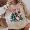 vintage christmas sweatshirt giddy up jingle horse graphic western cowboy santa design for holiday apparel kps04