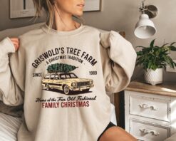 Vintage Christmas Sweatshirt Griswold Family Tree Farm Design Funny Xmas Vacation Sweater for Women