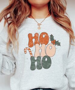 vintage christmas sweatshirt ho ho ho retro design 70s style long sleeve comfortable womens apparel for holiday celebrations 0x4kd