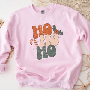 vintage christmas sweatshirt ho ho ho retro design 70s style long sleeve comfortable womens apparel for holiday celebrations uwtzm