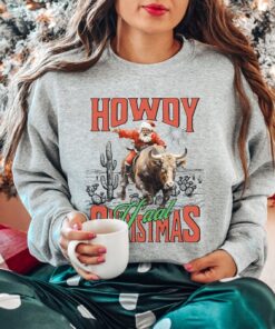 vintage christmas sweatshirt howdy yall sweater western cowgirl design retro santa graphic for country holiday style 0cjxp