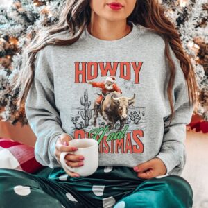 vintage christmas sweatshirt howdy yall sweater western cowgirl design retro santa graphic for country holiday style 0cjxp