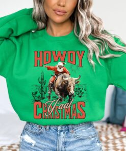 vintage christmas sweatshirt howdy yall sweater western cowgirl design retro santa graphic for country holiday style 6kezf