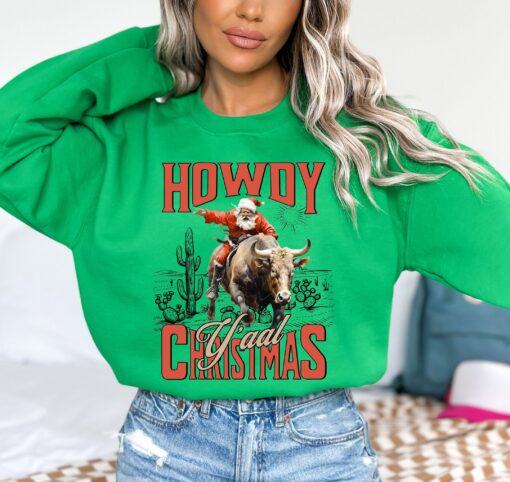 vintage christmas sweatshirt howdy yall sweater western cowgirl design retro santa graphic for country holiday style 6kezf