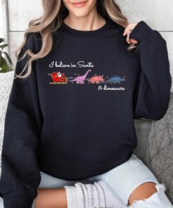 vintage christmas sweatshirt i believe in santa and dinosaurs funny design with dino reindeers for dinosaur lovers 2ogcy scaled