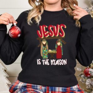 vintage christmas sweatshirt jesus is the reason for the season christian apparel with inspirational religious quotes fadju scaled