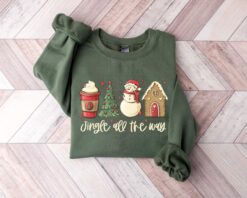 Vintage Christmas Sweatshirt Jingle All The Way Design Comfortable Holiday Apparel for Festive Celebrations