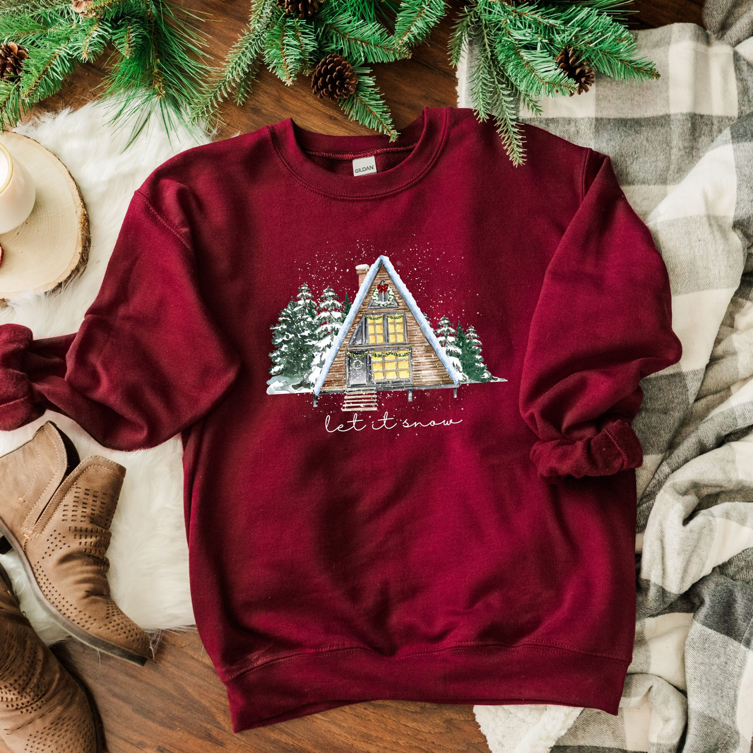 vintage christmas sweatshirt let it snow design cozy winter crewneck for holiday gatherings and cottagecore style ghkmp scaled