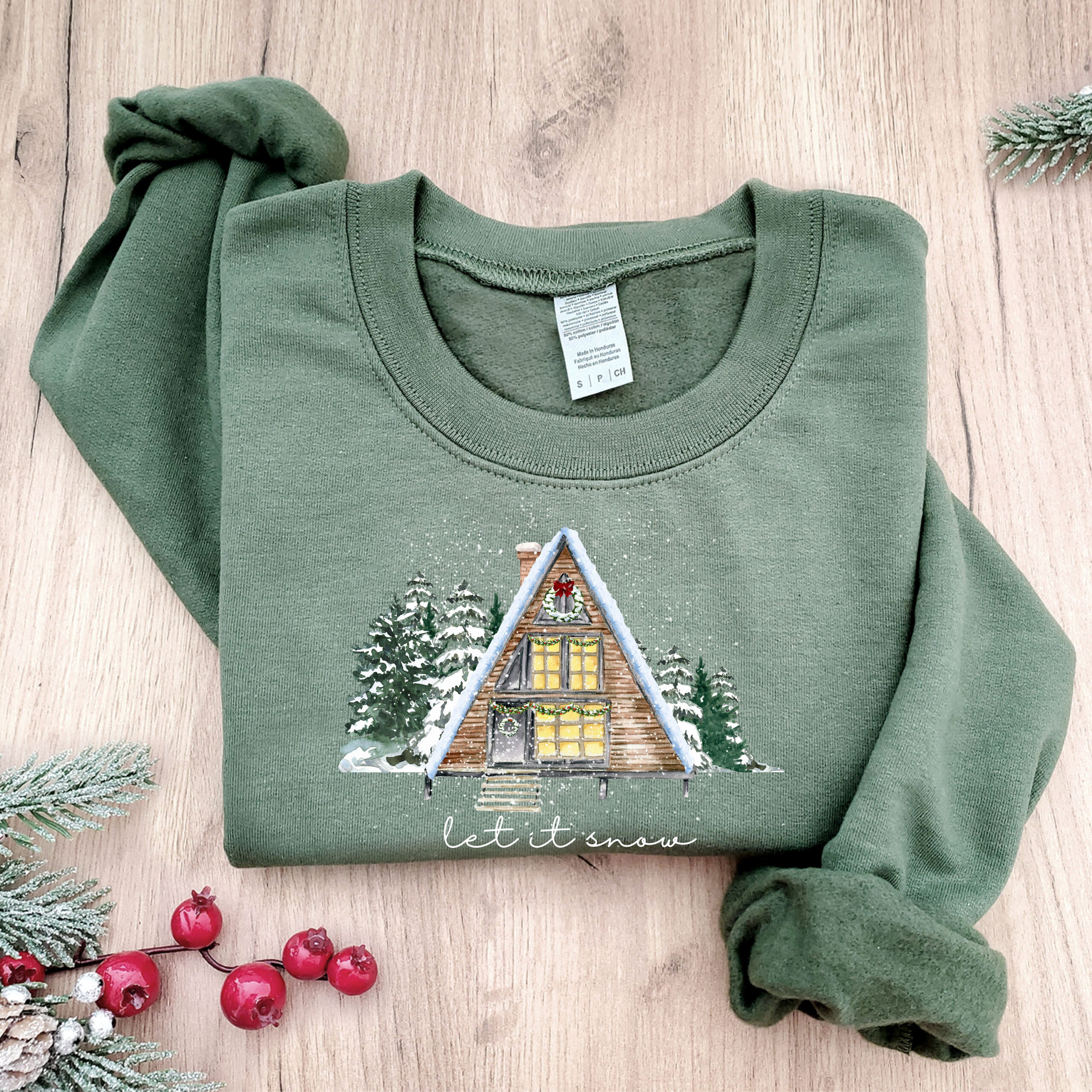 vintage christmas sweatshirt let it snow design cozy winter crewneck for holiday gatherings and cottagecore style tx040 scaled